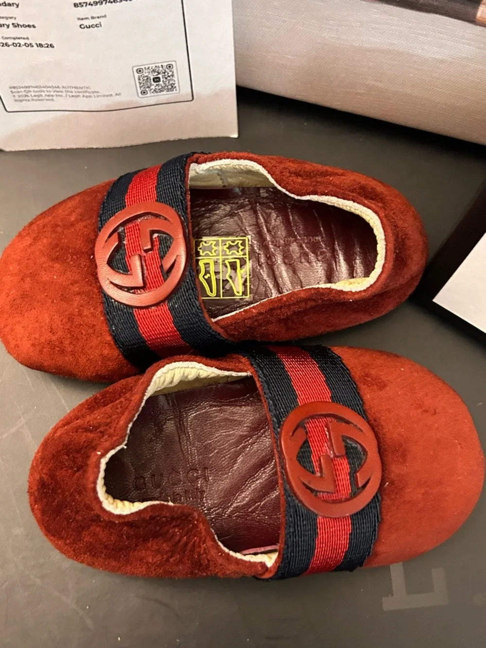 Gucci Red Suede Baby Moccasins